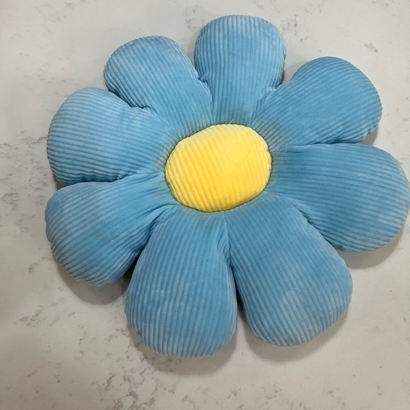 Blue Flower Pillow with Yellow Center - Picture 1 of 4